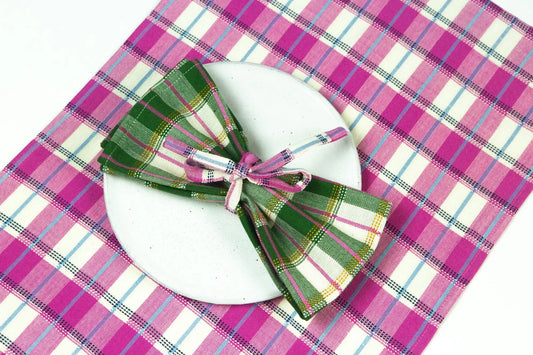 San Andres Gingham Forest & White Napkins | Set of 4 Archive New York