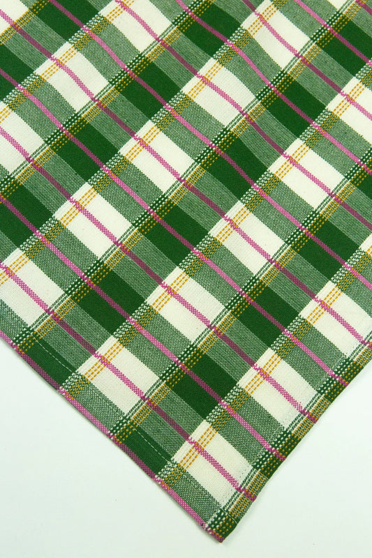 San Andres Gingham Forest & White Table Runner Archive New York