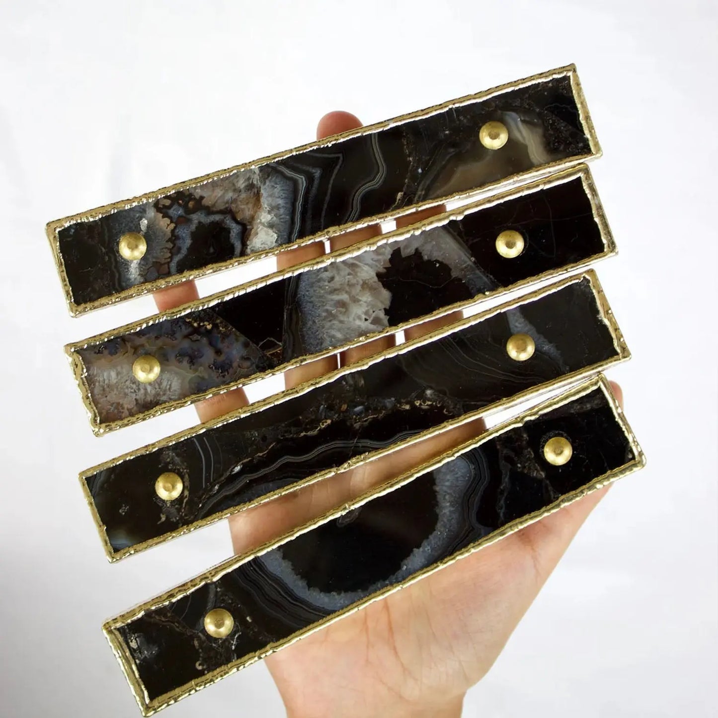 Set of 4 Black Agate Handle/Pull/Barbarella-3