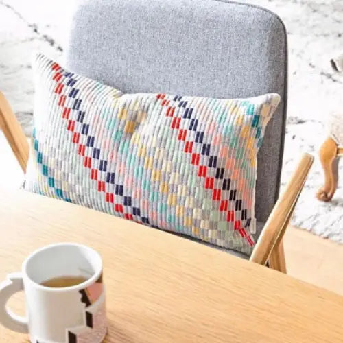 Diagonal Check Pillow in Vintage Archive New York