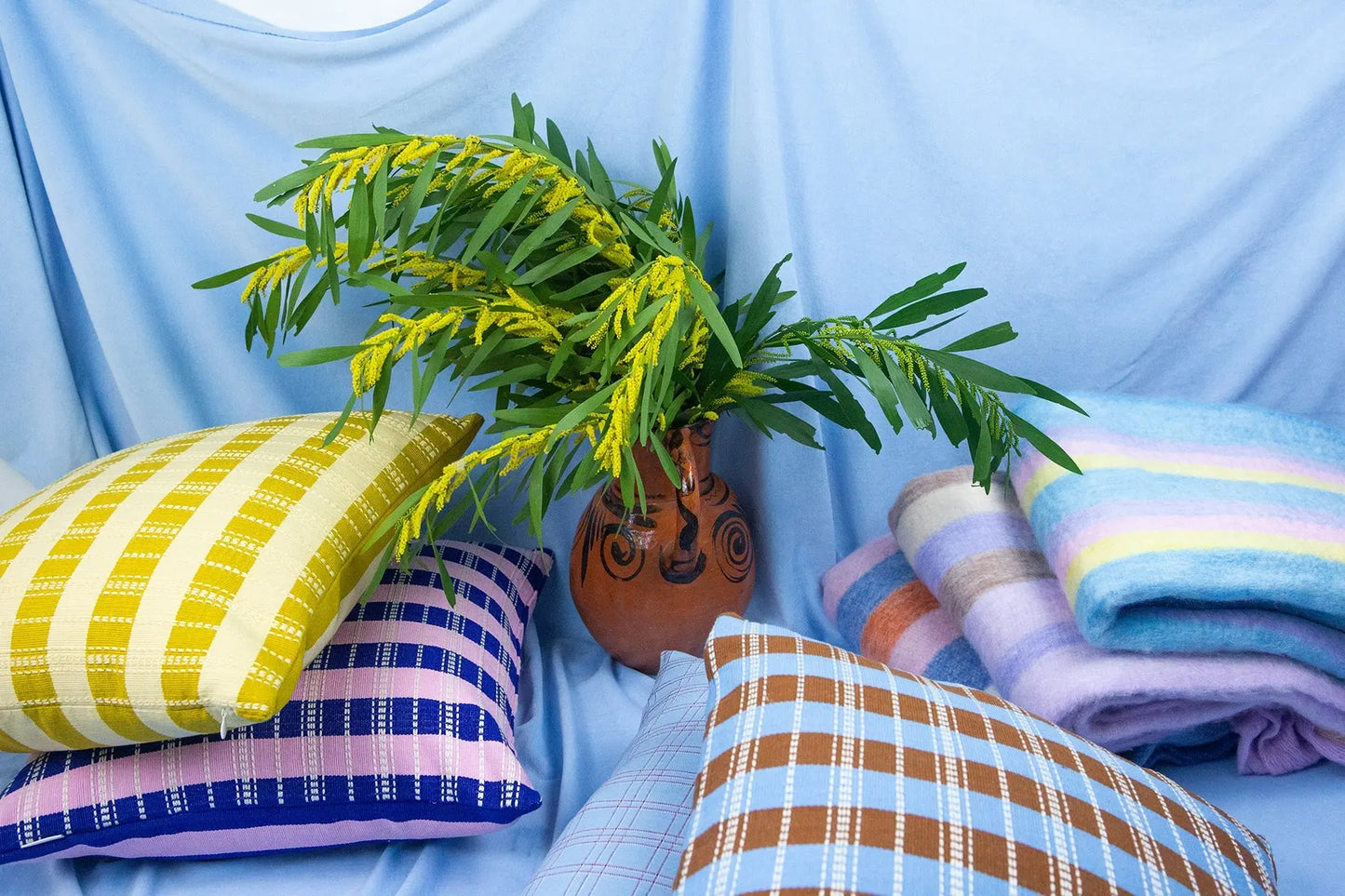 Postmodern Stripe Pillow in Azul Maya Archive New York