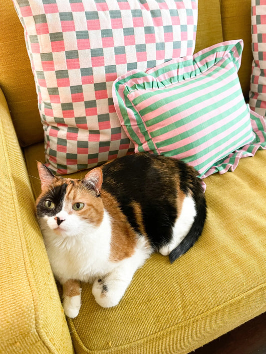 Postmodern Ruffle Pillow in Deco Archive New York