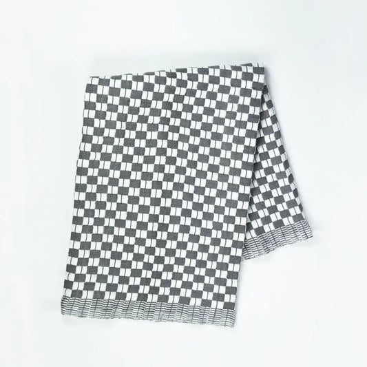 Geocheck Bauhaus Quilted Blanket in Pewter Archive New York