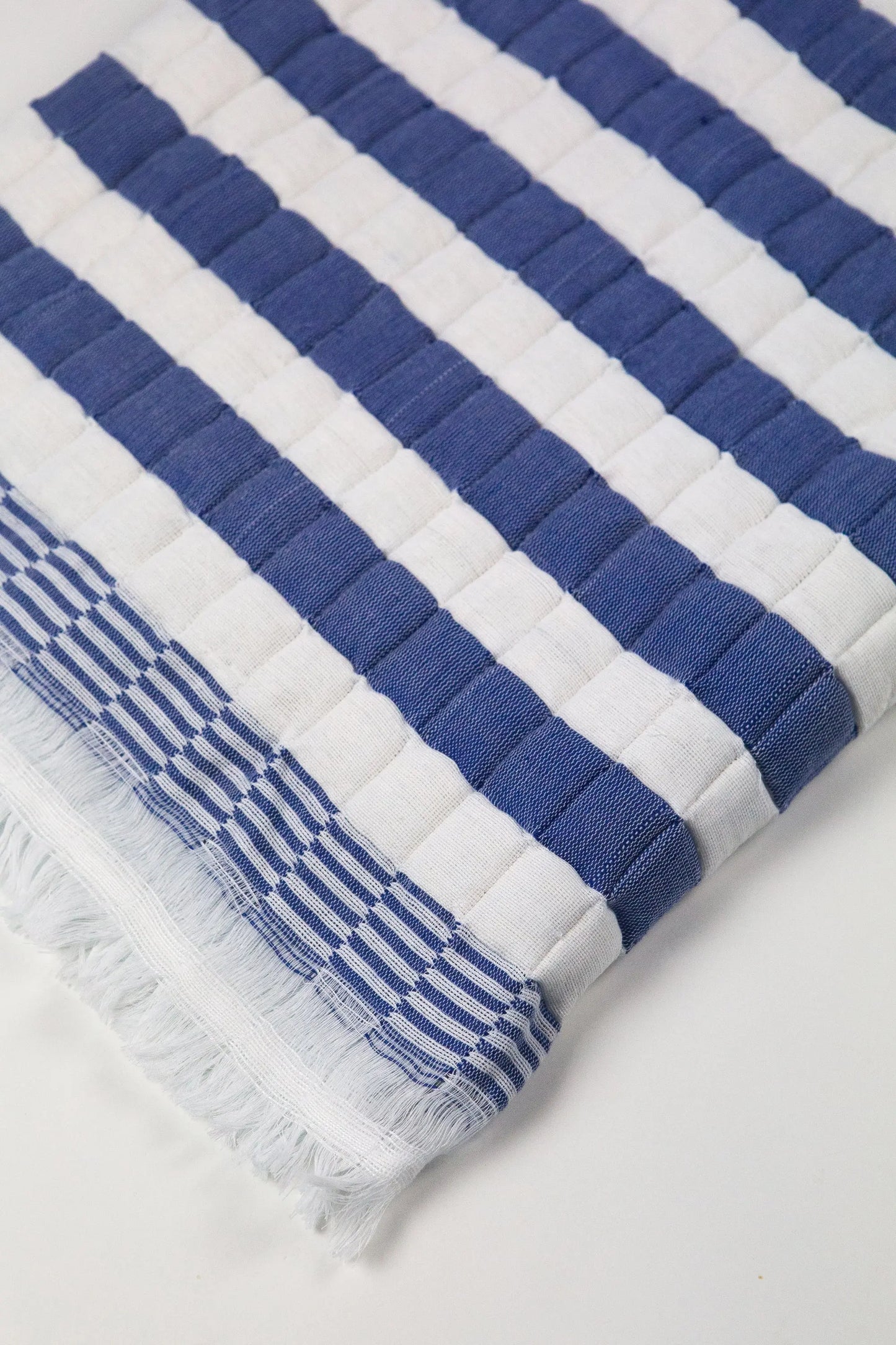 Quilted Stripe Blanket in Shadow Blue Archive New York