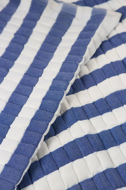 Quilted Stripe Blanket in Shadow Blue Archive New York