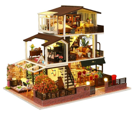 Miniature Wizardi Roombox Kit - Large Villa Dollhouse Kit-0