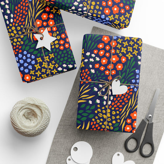 Midnight Cottage Bloom Wrapping Paper, Matte