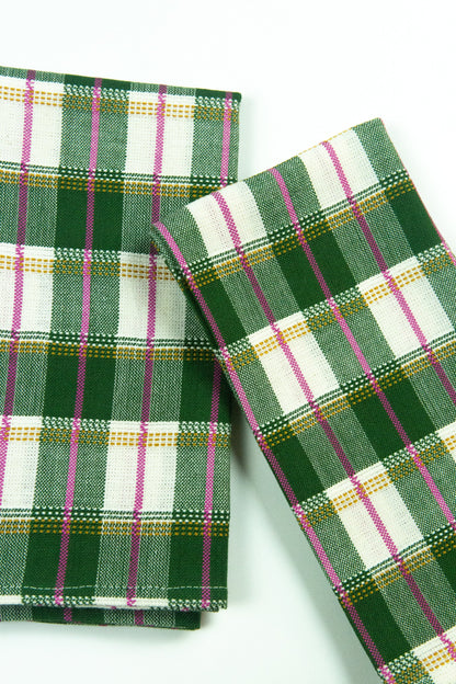 San Andres Gingham Forest & White Napkins | Set of 4