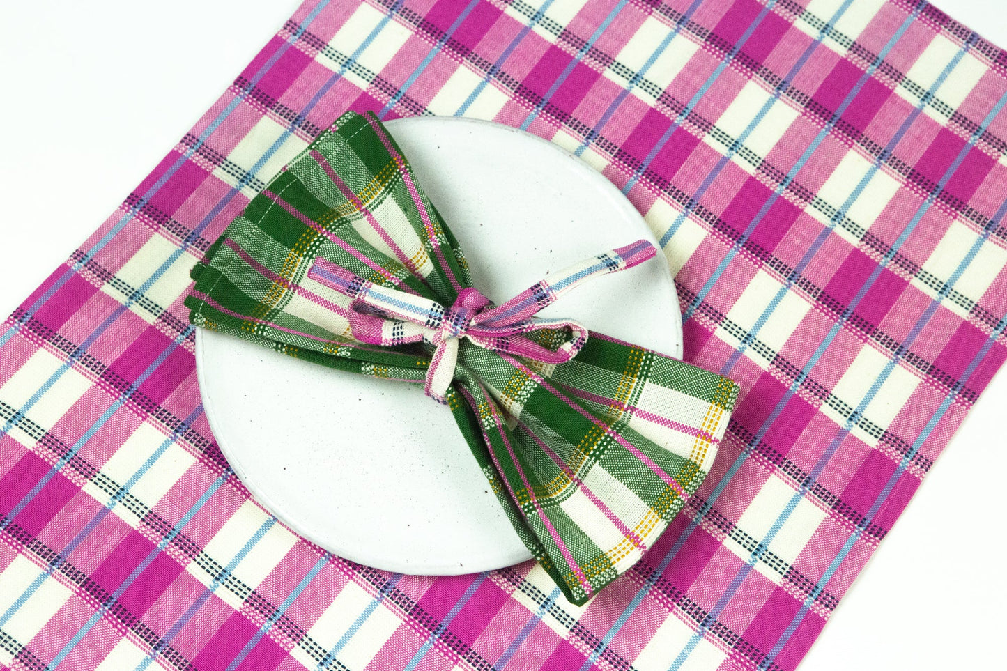 San Andres Gingham Forest & White Napkins | Set of 4