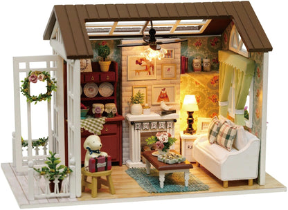Miniature Wizardi Roombox Kit - Cozy Cottage Living Room Dollhouse Kit-0