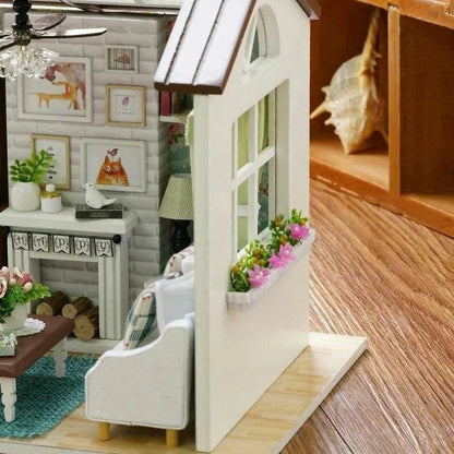 Miniature Wizardi Roombox Kit - Cozy Cottage Living Room Dollhouse Kit-4
