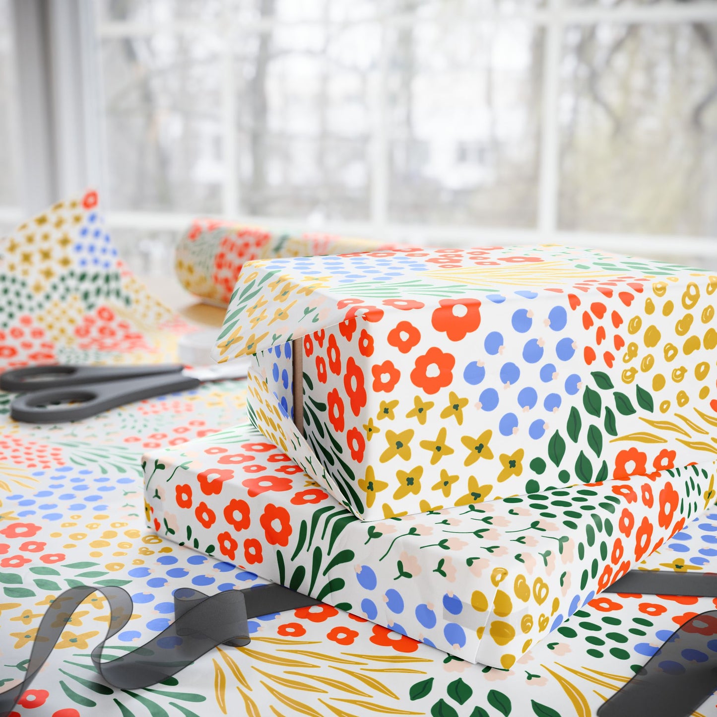 Holly-Orange Cottage Wrapping Paper, Matte