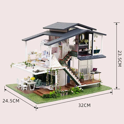 Miniature Wizardi Roombox Kit - Villa Monet's Garden. Dollhouse Kit-1
