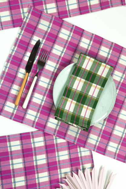 San Andres Gingham Forest & White Napkins | Set of 4