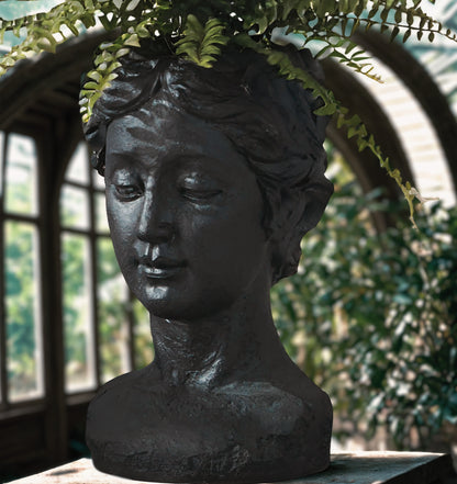 Athena Bust Vessel | Antique Black