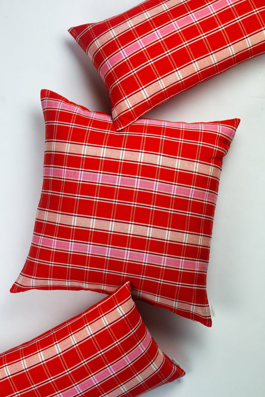 Camila Red Plaid Pillows