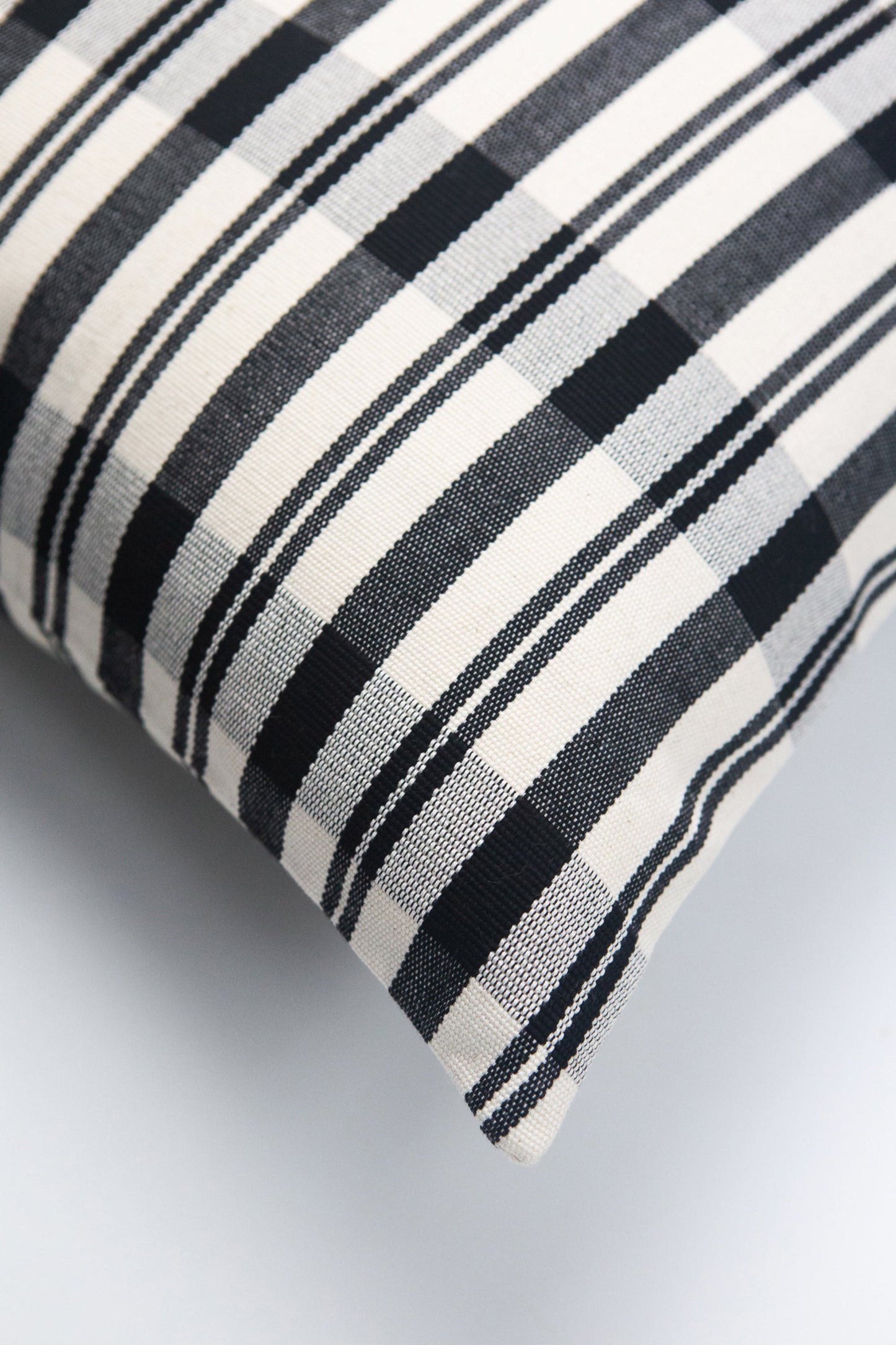 Cecilia Black and Ivory Striped Plaid Pillows