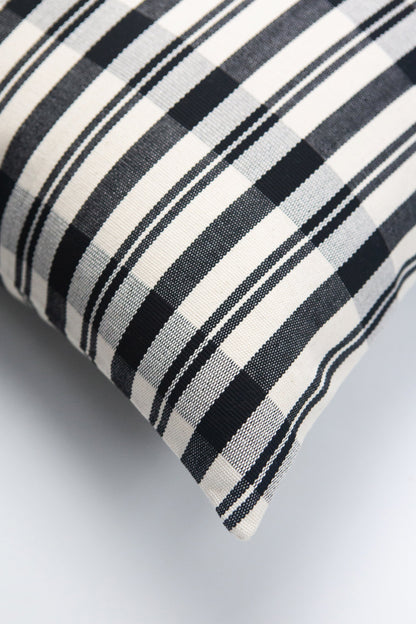 Cecilia Black and Ivory Striped Plaid Pillows