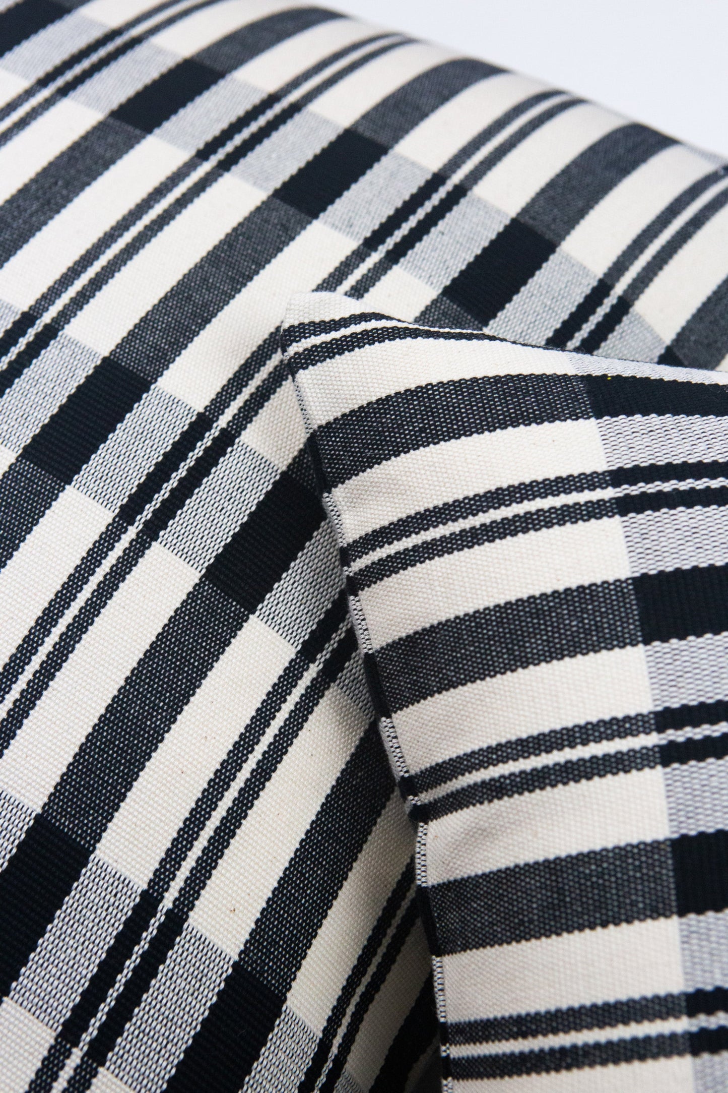 Cecilia Black and Ivory Striped Plaid Pillows