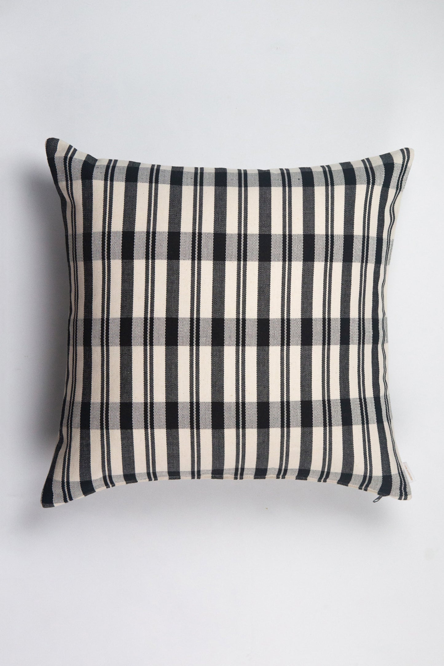Cecilia Black and Ivory Striped Plaid Pillows