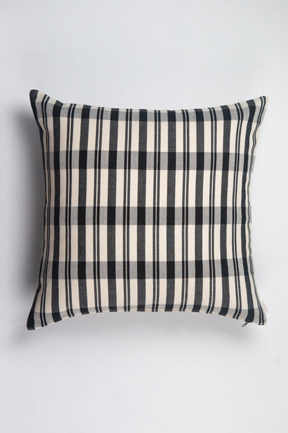 Cecilia Black and Ivory Striped Plaid Pillows