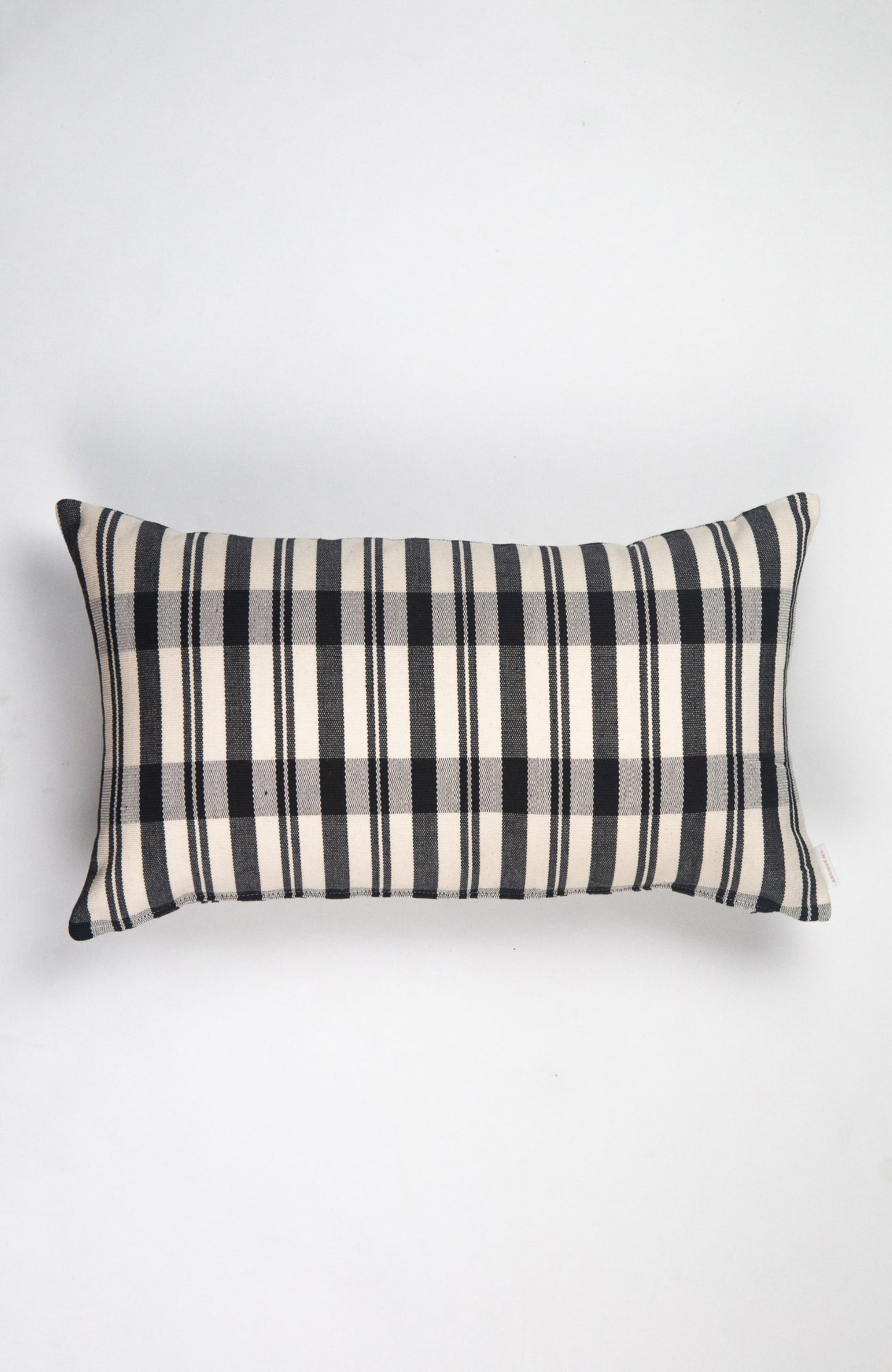 Cecilia Black and Ivory Striped Plaid Pillows
