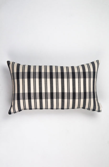 Cecilia Black and Ivory Striped Plaid Pillows