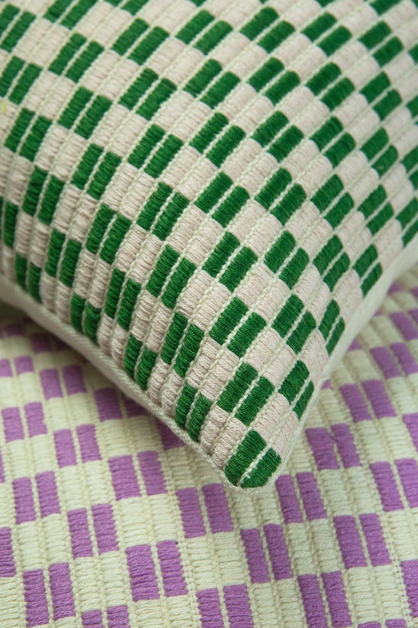 Chessboard Pillow in Basil