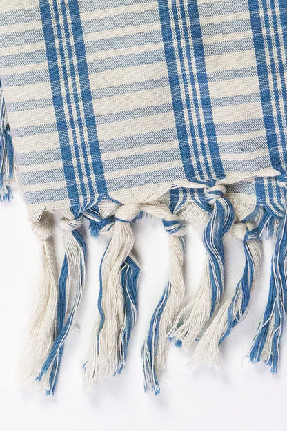 Coco Plaid Towel in Natural Indigo