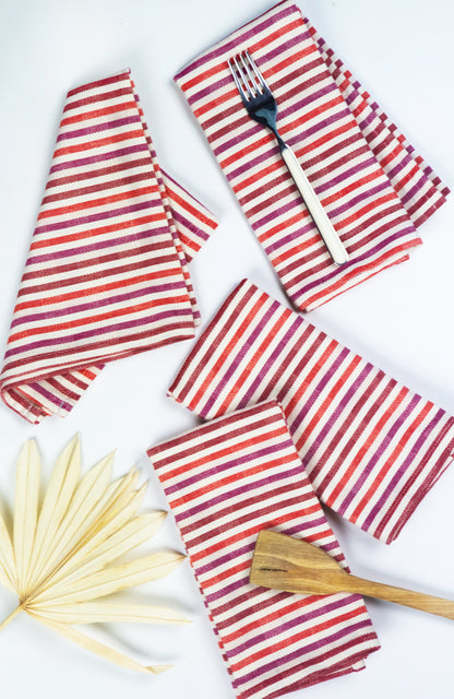 Elina Striped Dinner Napkins | Set of 4