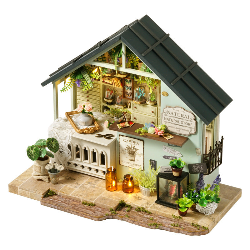Natural Store Dollhouse Kit - Miniature Wizardi Roombox Kit with LED Light F07M51-58-DA-006-A-1