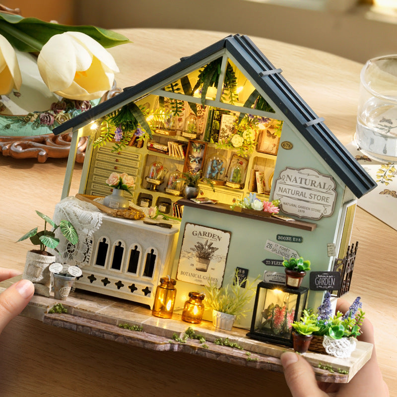 Natural Store Dollhouse Kit - Miniature Wizardi Roombox Kit with LED Light F07M51-58-DA-006-A-0