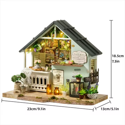 Natural Store Dollhouse Kit - Miniature Wizardi Roombox Kit with LED Light F07M51-58-DA-006-A-2