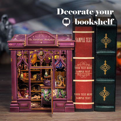 The Astrology Bookshop Dollhouse Kit - Miniature Wizardi Roombox Kit with LED Light F07M51-87-CWGC202-3