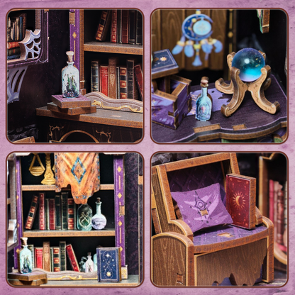 The Astrology Bookshop Dollhouse Kit - Miniature Wizardi Roombox Kit with LED Light F07M51-87-CWGC202-2