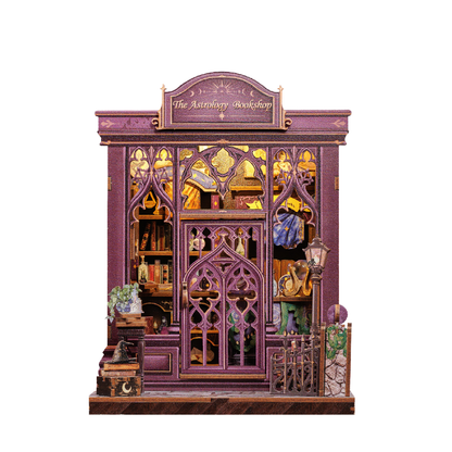 The Astrology Bookshop Dollhouse Kit - Miniature Wizardi Roombox Kit with LED Light F07M51-87-CWGC202-0