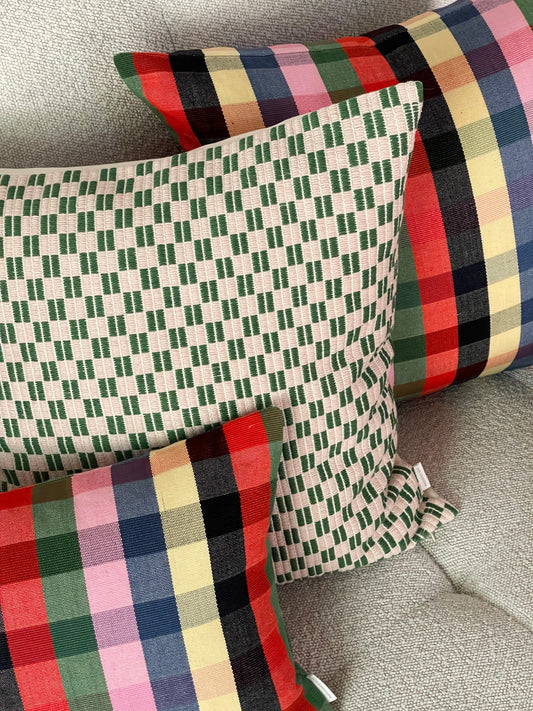 Chessboard Pillow in Basil