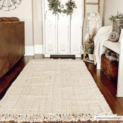 The Cream Fringe Woven Rug