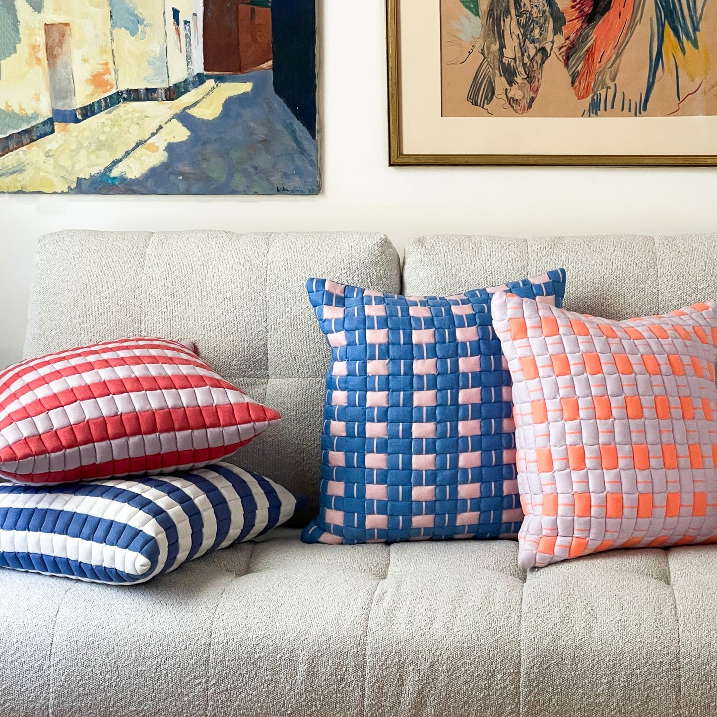 Postmodern Quilted Pillow in Whimsy