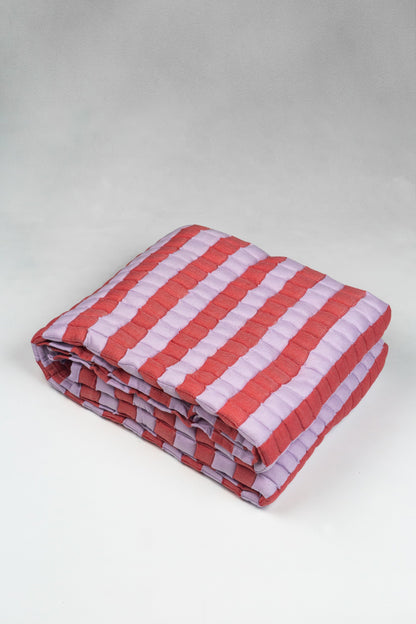 Quilted Stripe Blanket in Atomic