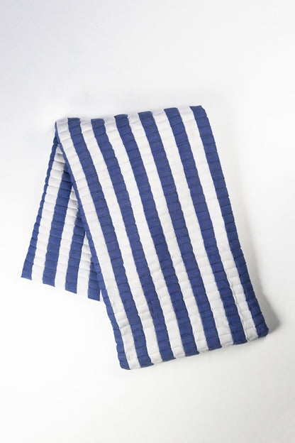 Quilted Stripe Blanket in Shadow Blue