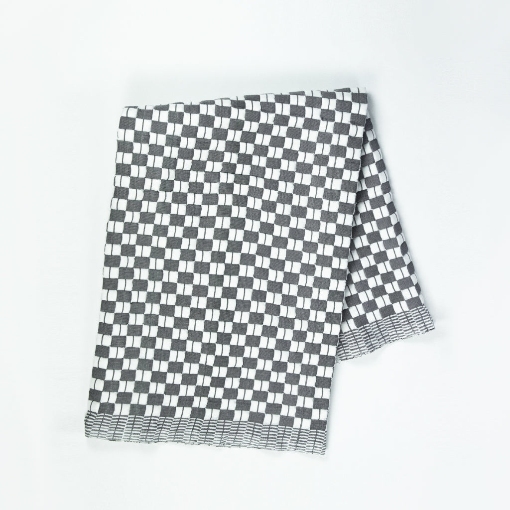 Geocheck Bauhaus Quilted Blanket in Pewter