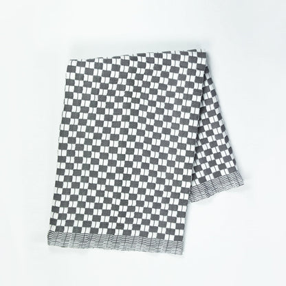 Geocheck Bauhaus Quilted Blanket in Pewter