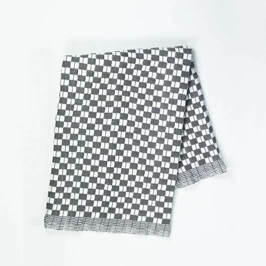 Geocheck Bauhaus Quilted Blanket in Pewter