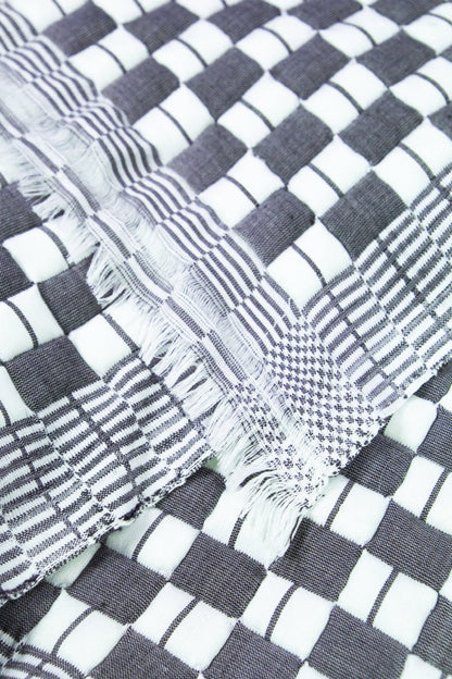 Geocheck Bauhaus Quilted Blanket in Pewter