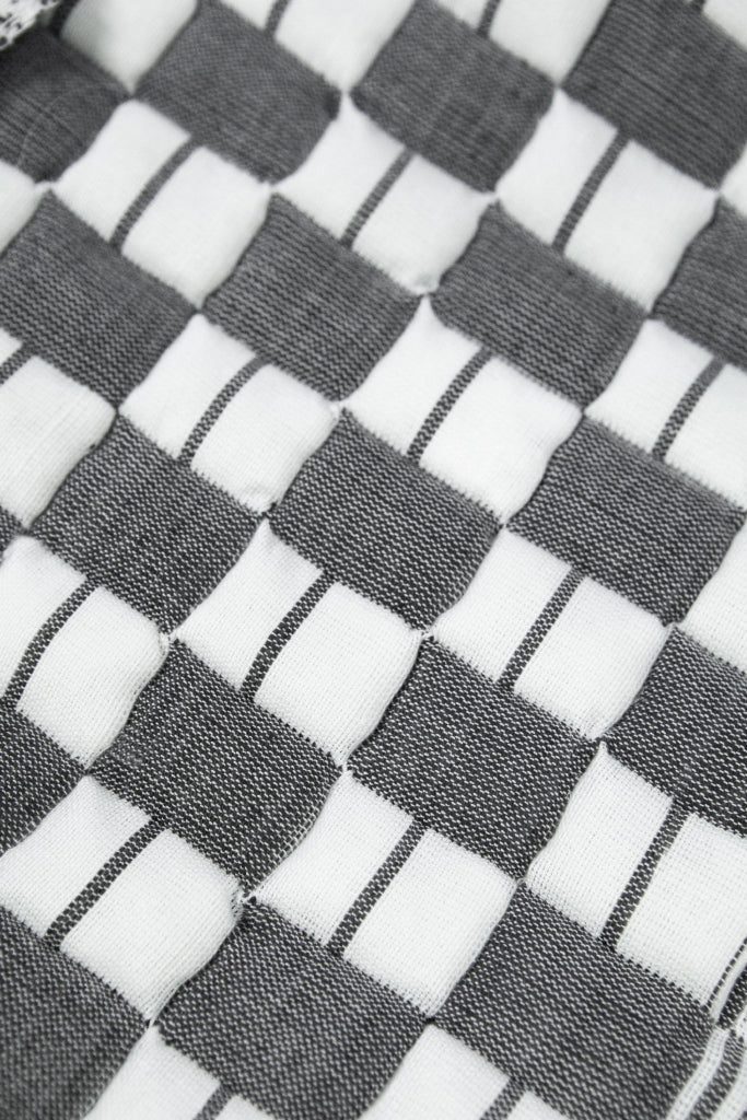Geocheck Bauhaus Quilted Blanket in Pewter