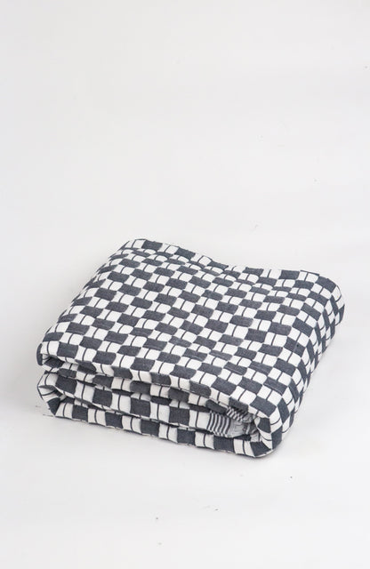 Geocheck Bauhaus Quilted Blanket in Pewter