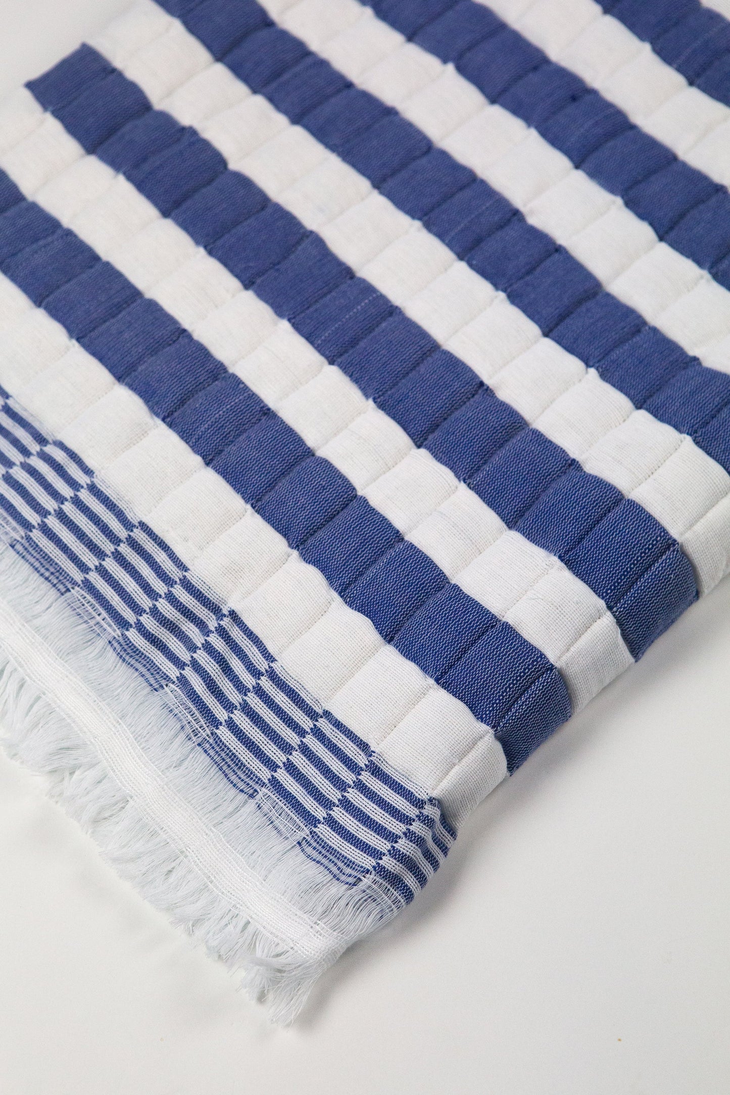 Quilted Stripe Blanket in Shadow Blue