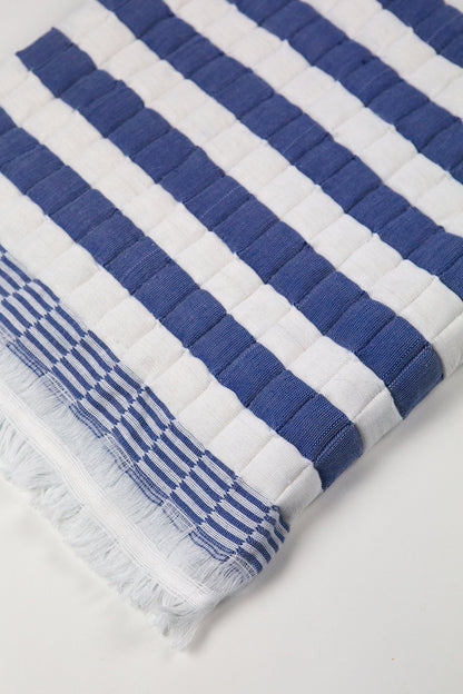 Quilted Stripe Blanket in Shadow Blue