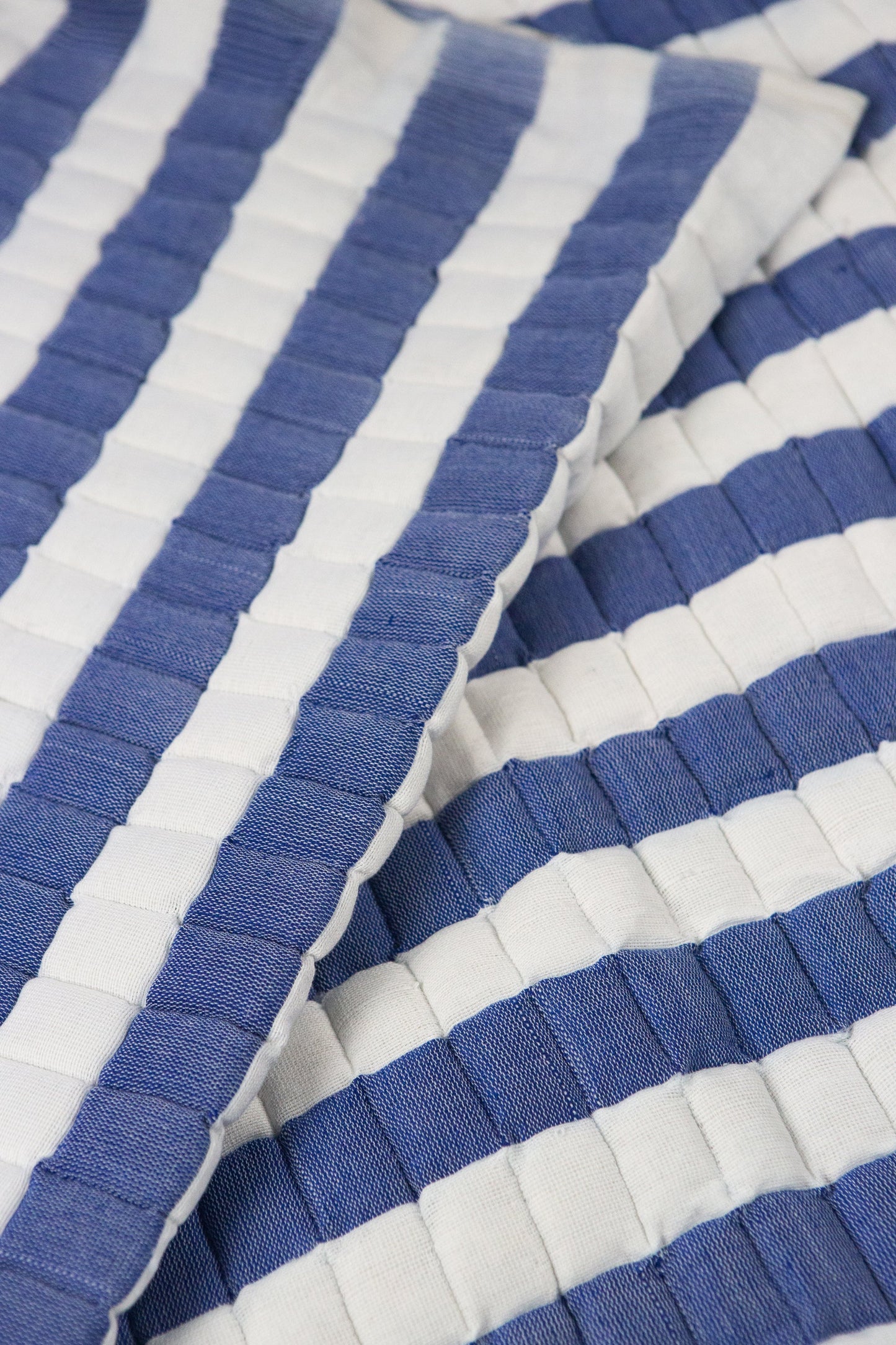 Quilted Stripe Blanket in Shadow Blue